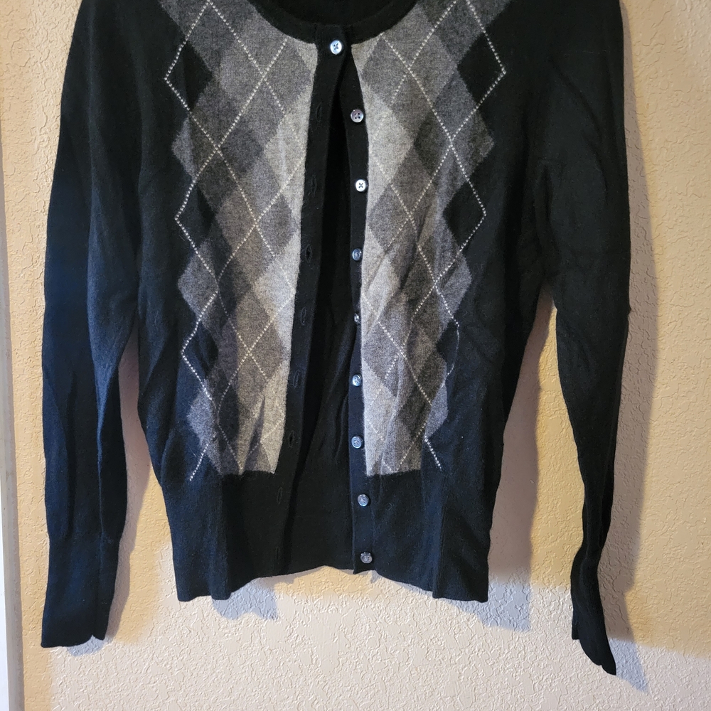 Apt. 9 Black and Gray Argyle Cardigan